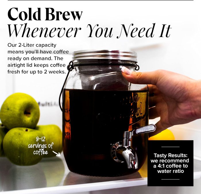 Cold Brew Coffee Maker - Glass Pitcher with Stainless Steel Spout (image 2)