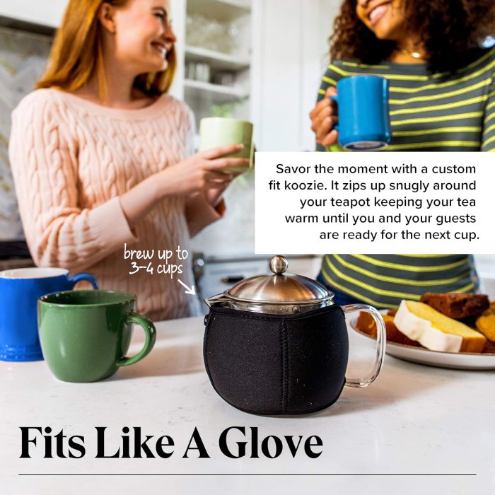 Glass Teapot with Infuser - 40oz, Clear Kettle Pot & Strainer (image 4)
