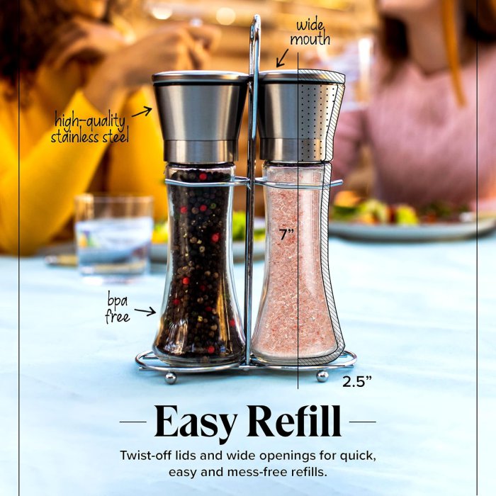 Stainless Steel Salt and Pepper Grinder Set (image 2)
